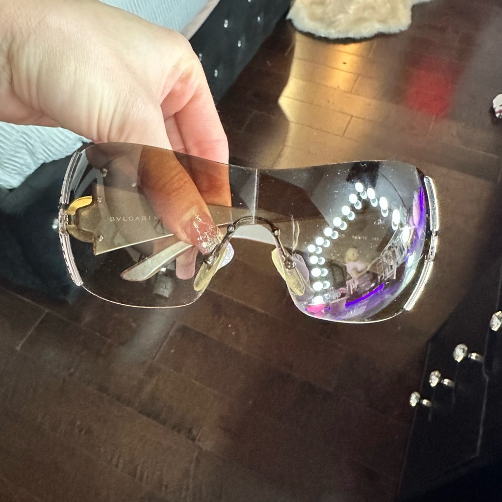 Bulgari Transparent Sunglasses with Gold Accents
